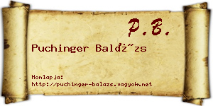 Puchinger Balázs névjegykártya